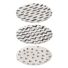 PLATE BLACK WHITE  BAMBOO 